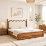 Morlenza Elegant Wooden Platform Bed in Honey Oak Finish