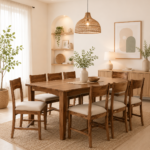 Fstario Classic Sheesham Wood 8 Seater Dining Table with Bench & Chairs