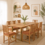 Gorvella Large Wooden 8 Seater Dining Set for Spacious Dining Areas