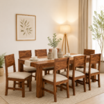 Vorvick Handcrafted 8 Seater Wooden Dining Set with Elegant Design