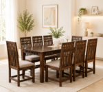 Worvesta Wooden 8 Seater Dining Set in Provincial Teak Finish