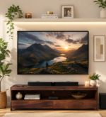 Ashford Sheesham Wood Media Console in Scratch Resistant Honey Oak Finish