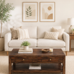 Mango Wood Rustic Farmhouse Coffee Table in Dark Walnut