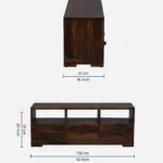 Cedarvale Acacia Solid Wood Media Unit in Stain Resistant Golden Teak Finish - Image 3