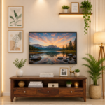 Harborwood Sheesham Wood TV Console in Scratch Resistant Warm Walnut Finish