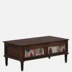 Neem Wood Handcrafted Coffee Table in Distressed Grey Finish - Image 3