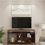 Savaan Wide Solid Mango Wood TV Unit In Honey Amber Wood Tone