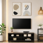 Ekam Minimalist Solid Wood TV Console In Clean Natural Finish