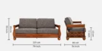 Haven Sheesham Wood 3 Seater Sofa in Brown Finish - Image 3