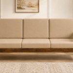 Tezal Sheesham Wood 3 Seater Sofa In Beige Colour