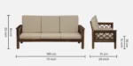 Tezal Sheesham Wood 3 Seater Sofa In Beige Colour - Image 3