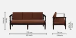 Klone Sheesham Wood 3 Seater Sofa In Mocha Mousse Colour - Image 5