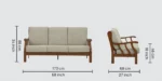 Orson Sheesham Wood 3 Seater Sofa in Teak Finish - Image 2