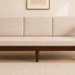 Clone Sheesham Wood 3 Seater Sofa In Beige Colour