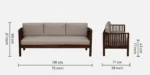 Aura Modern Wooden 3 Seater Sofa with Cushioned Seating - Image 4