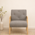 Verona Modern Upholstered Sheesham Wood Accent Chair for Living Room