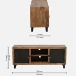 Oakven Engineered Wood TV Cabinet with Drawer Storage in Natural Teak - Image 3