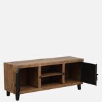 Oakven Engineered Wood TV Cabinet with Drawer Storage in Natural Teak - Image 4