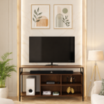 Linova Particle Board Wall Mounted TV Unit with Floating Shelves in White Gloss