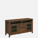 Luxora Solid Teak Wood TV Unit with Brass Inlay Handles in Dark Mahogany - Image 4