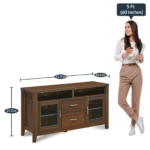 Luxora Solid Teak Wood TV Unit with Brass Inlay Handles in Dark Mahogany - Image 5