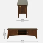 Reganzo Sheesham Wood TV Cabinet with Geometric Carved Doors in Ebony Finish - Image 3