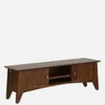Reganzo Sheesham Wood TV Cabinet with Geometric Carved Doors in Ebony Finish - Image 4