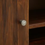 Reganzo Sheesham Wood TV Cabinet with Geometric Carved Doors in Ebony Finish - Image 7