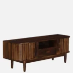 Imperva Solid Wood TV Stand with Fluted Panel Doors and Satin Gold Handles - Image 2