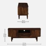 Imperva Solid Wood TV Stand with Fluted Panel Doors and Satin Gold Handles - Image 3