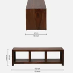 Sandoval Mango Wood TV Cabinet with Rattan Door Panels in Sandstone Finish - Image 5