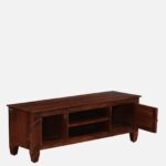 Pebblex Solid Acacia Wood TV Unit with Stone Texture Base in Pebble Grey - Image 2