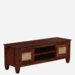Pebblex Solid Acacia Wood TV Unit with Stone Texture Base in Pebble Grey - Image 5