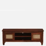 Pebblex Solid Acacia Wood TV Unit with Stone Texture Base in Pebble Grey - Image 6