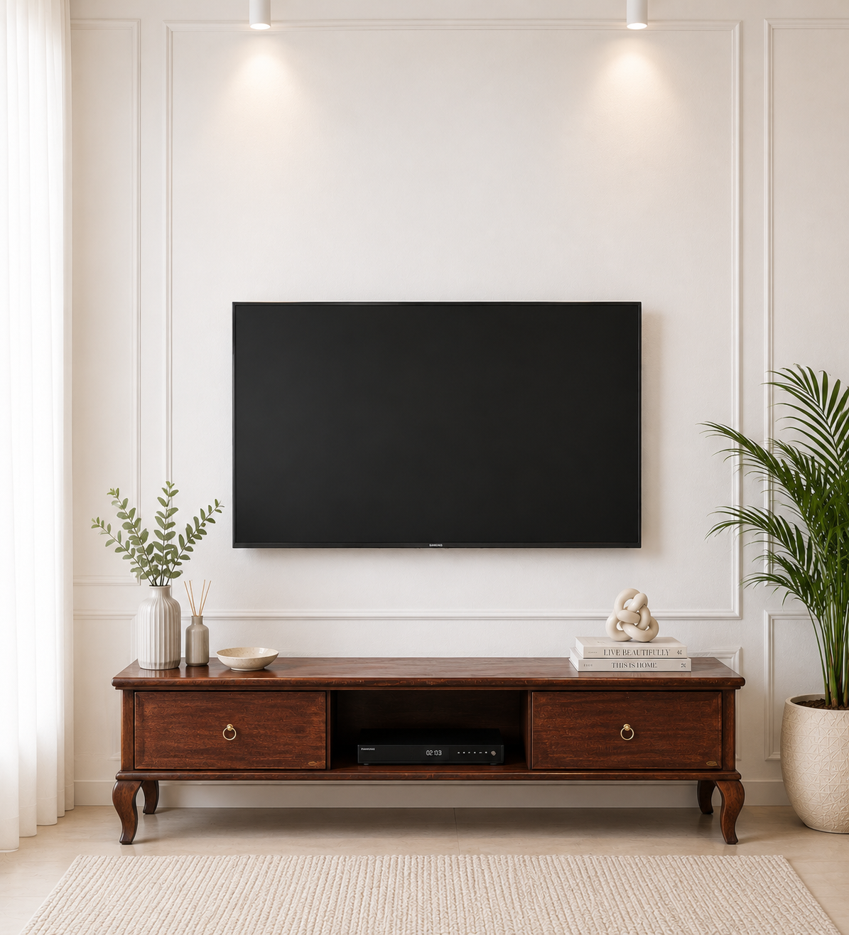 Mudrika-Sheesham-Wood-TV-Cabinet-with-Hand-Carved-Details-in-Raw-Brown-classic-wood-1.png Mudrika Sheesham Wood TV Cabinet with Hand Carved Details in Raw Brown - Image 1