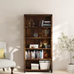 Driftola Mango Wood Book Rack with Rustic Distressed Finish and Iron Brackets