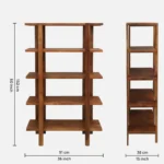 Grainvell Solid Acacia Wood Bookcase with Adjustable Shelves in Honey Oak - Image 3