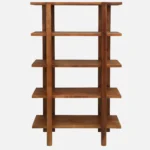 Grainvell Solid Acacia Wood Bookcase with Adjustable Shelves in Honey Oak - Image 7