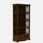 Mudrika Sheesham Wood Bookshelf with Hand Carved Panel Sides in Raw Brown - Image 6