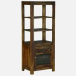 Varunex Mango Wood Bookshelf with Waterfall Edge Top in Blue Wash Finish - Image 3