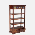 Smriti Solid Sheesham Wood Bookcase with Adjustable Shelves in Warm Brown Finish - Image 3