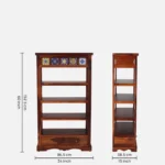 Smriti Solid Sheesham Wood Bookcase with Adjustable Shelves in Warm Brown Finish - Image 7