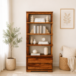 Ekant Solid Sheesham Wood Bookshelf in Dark Walnut Finish