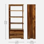 Ekant Solid Sheesham Wood Bookshelf in Dark Walnut Finish - Image 3