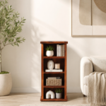 Lambvar Solid Sheesham Wood Book Rack in Warm Walnut Finish