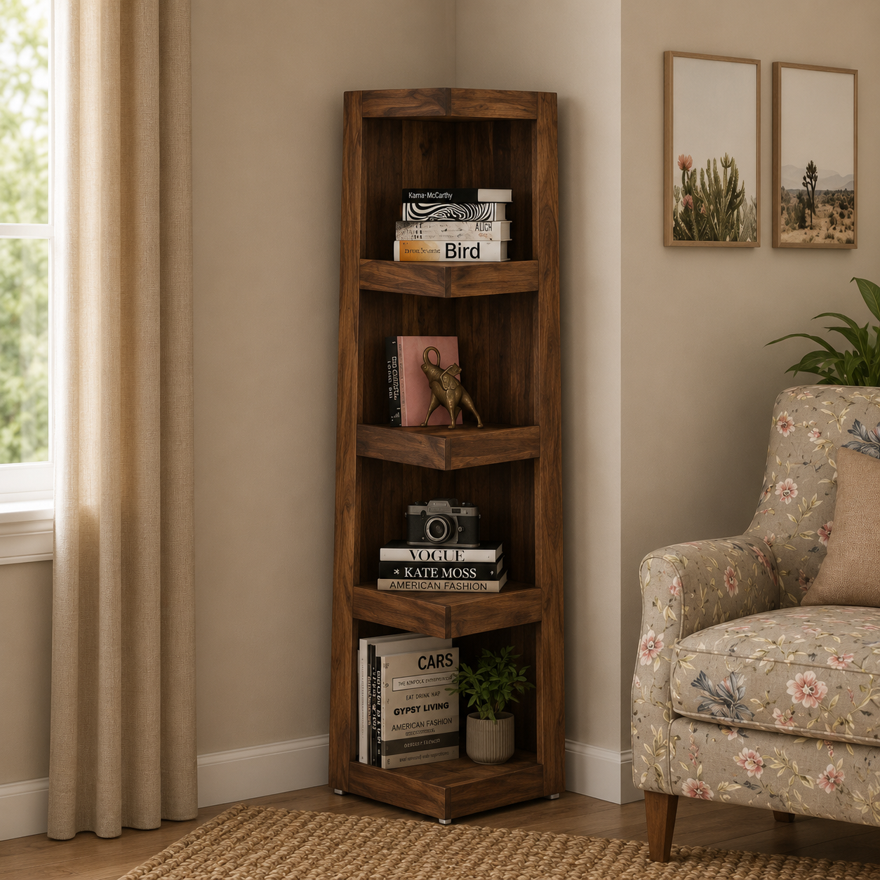 Ekon-Sheesham-Wood-Bookshelf-classicwood-1.png Ekon Sheesham Wood Bookshelf - Image 1