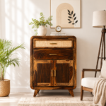 Yuvan Sheesham Wood Storage And Display Cabinet In Teak Finish