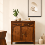 Daksh Solid Sheesham Wood Cabinet For Living Room In Natural Finish