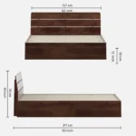 Corin Solid Teak Wood King Size Bed Without Storage in Dark Walnut Finish - Image 3