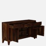 Verona Solid Sheesham Wood Cabinet with Shelves in Honey Oak Finish - Image 4